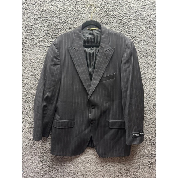 Dolce & Gabbana Pinstripe Virgin Wool Blazer & Pants Suit Gray Mens Size 54 - Picture 1 of 16
